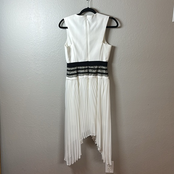 BCBG Maxazria White & Black Lace & Pleated Dress Size 02 - Picture 6 of 6